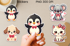 Cute animal with pink bows stickers printable Product Image 1