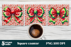 Fruit bow square coaster |Summer bow coaster PNG Product Image 1
