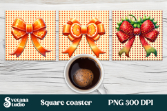 Fruit bow square coaster |Summer bow coaster PNG Product Image 1