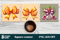 Fruit bow square coaster |Summer bow coaster PNG Product Image 1