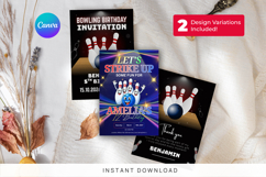 Editable Bowling Birthday Invitation Canva Template Product Image 1