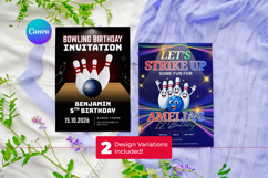 Editable Bowling Birthday Invitation Canva Template Product Image 8