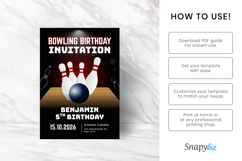 Editable Bowling Birthday Invitation Canva Template Product Image 7