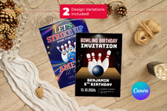 Editable Bowling Birthday Invitation Canva Template Product Image 5