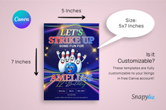Editable Bowling Birthday Invitation Canva Template Product Image 4