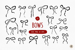 Coquette Bows SVG, Ribbon Bow Clipart PNG Product Image 1