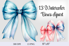 Watercolor Bows Clipart Pastel and Vibrant Ribbon PNG Product Image 1