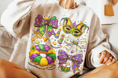 Mardi Gras Coquette Bow PNG, Fleur De Lis PNG, King Cake PNG Product Image 1
