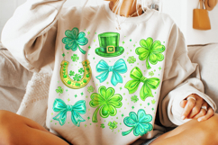 Coquette Bow St Patrick's Day PNG, Shamrock PNG, Lucky PNG Product Image 5