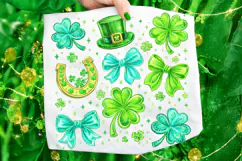 Coquette Bow St Patrick's Day PNG, Shamrock PNG, Lucky PNG Product Image 7