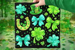 Coquette Bow St Patrick's Day PNG, Shamrock PNG, Lucky PNG Product Image 1