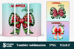 Watermelon bow tumbler wrap | Summer tumbler sublimation Product Image 1