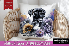 Boxer Dog Pillow Sublimation Floral Dog Pillow Cover PNG Product Image 1