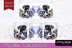 Boxer Dog Mug Wrap Floral Dog Mug PNG Sublimation Product Image 1
