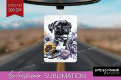 Boxer Dog Air Freshener PNG Floral Dog PNG Sublimation Product Image 1