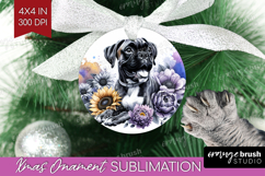 Boxer Dog Ornament PNG Floral Dog PNG Sublimation Product Image 1