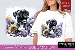 Boxer Dog Square Tshirt Background Floral Dog PNG Product Image 1