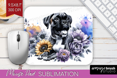 Boxer Dog Mouse Pad Sublimation Floral Dog Mousepad PNG Product Image 1
