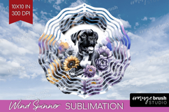 Boxer Dog Wind Spinner Sublimation PNG Floral Dog Round Product Image 1