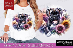 Boxer Dog Round Tshirt Background Floral Dog PNG Sublimation Product Image 1