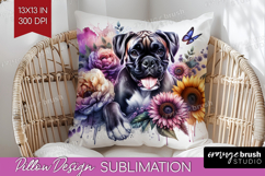 Boxer Dog Pillow Sublimation Floral Dog Pillow Cover PNG Product Image 1