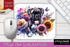 Boxer Dog Mouse Pad Sublimation Floral Dog Mousepad PNG Product Image 1
