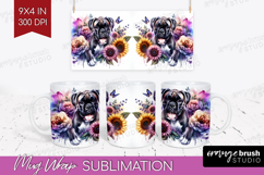 Boxer Dog Mug Wrap Floral Dog Mug PNG Sublimation Product Image 1