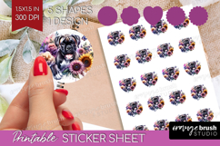 Boxer Dog Round Sticker Floral Dog Printable Sticker Sheet Product Image 1