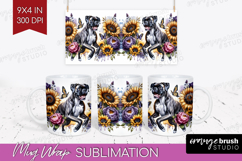 Boxer Dog Mug Wrap Floral Dog Mug PNG Sublimation Product Image 1