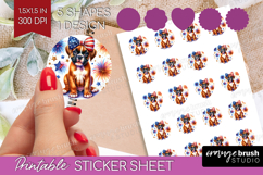 Boxer Dog Round Sticker Patriotic Dog Printable Sticker Product Image 1