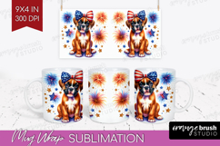 Boxer Dog Mug Wrap Patriotic Dog Mug PNG Sublimation Product Image 1