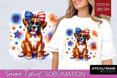 Boxer Dog Square Tshirt Background Patriotic Dog PNG Product Image 1