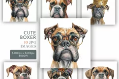 Cute Boxer Dog | Watercolour Clipart JPG Product Image 1