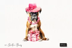 Valentine Boxer Dog PNG | Valentine's Day Clipart Product Image 1