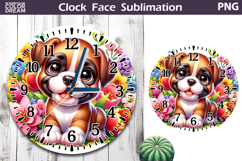 Boxer Clock Face| Dog Floral Clock Sublimation Product Image 1