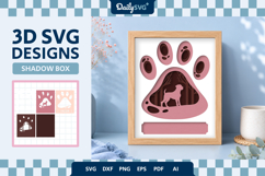 Dog Shadow Box Paw Boxer 3D SVG Product Image 2