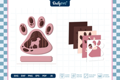 Dog Shadow Box Paw Boxer 3D SVG Product Image 3
