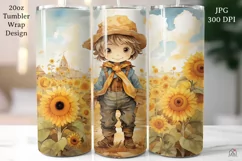 Sunflower Field Tumbler Wrap JPG Fall Autumn Sublimation Product Image 1