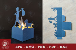 Boy With Dog Papercut Lantern SVG Product Image 1