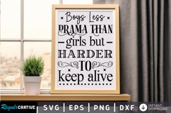Boys Less Drama Than Girls SVG, Sarcastic SVG Design Product Image 1
