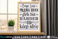 Boys Less Drama Than Girls SVG, Sarcastic SVG Design Product Image 1