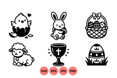 Cute Easter-themed Animal and Egg Clipart Design Product Image 1