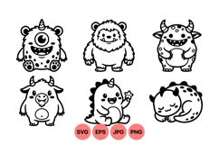 Cute Hand Drawn Monster Characters Clipart Product Image 1