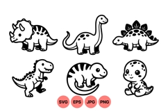 Cute Cartoon Dinosaur Clipart Vector Product Image 1
