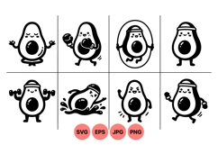 Fitness Avocado Cartoon Clipart For Health Projects Product Image 1