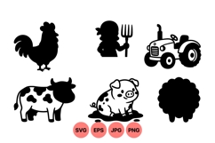 Hand Drawn Farm Animal Silhouette Vector Design Product Image 1