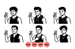 Male Character Hand Gesture Vector Illustrations Product Image 1