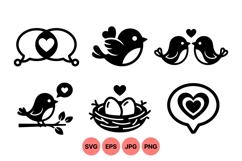 Vector Love Birds Svg Icons For Valentines Product Image 1