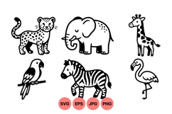 Hand Drawn Safari Animals Clipart Illustration Product Image 1