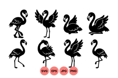 Black Flamingo Silhouette Vector Clipart Design Product Image 1